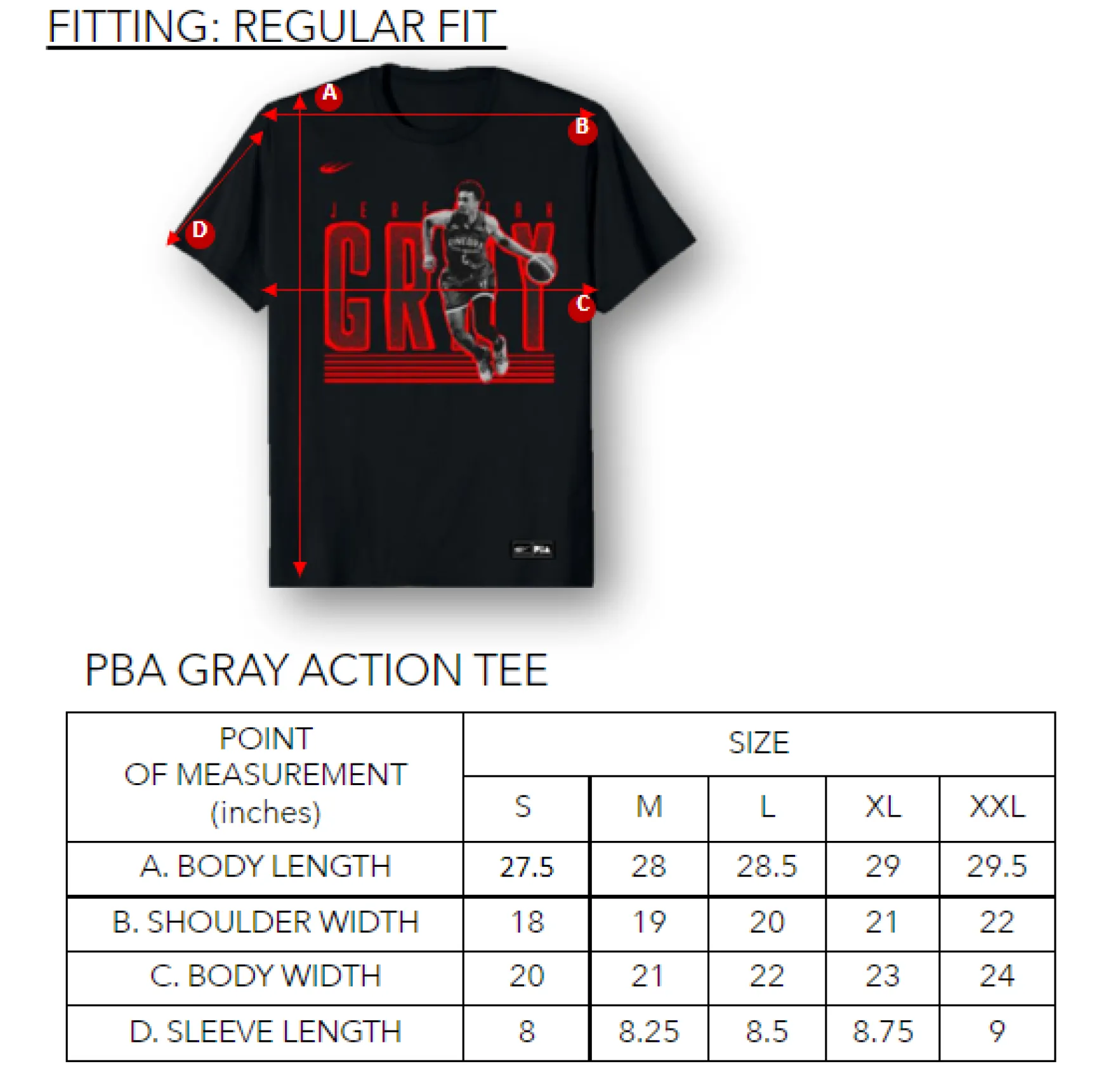 PBA GRAY ACTION TEE